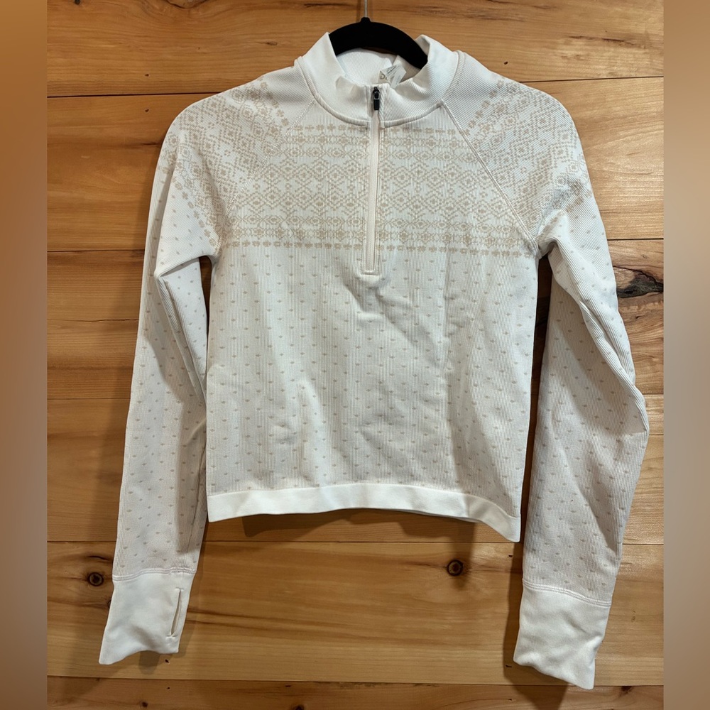 DSG Women's White Patterned Quarter-Zip Sweatshirt NWT